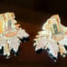 Boucher Earrings Vintage 50s Clip-Ons Gold-Tone Clear & Blue Rhinestones Signed