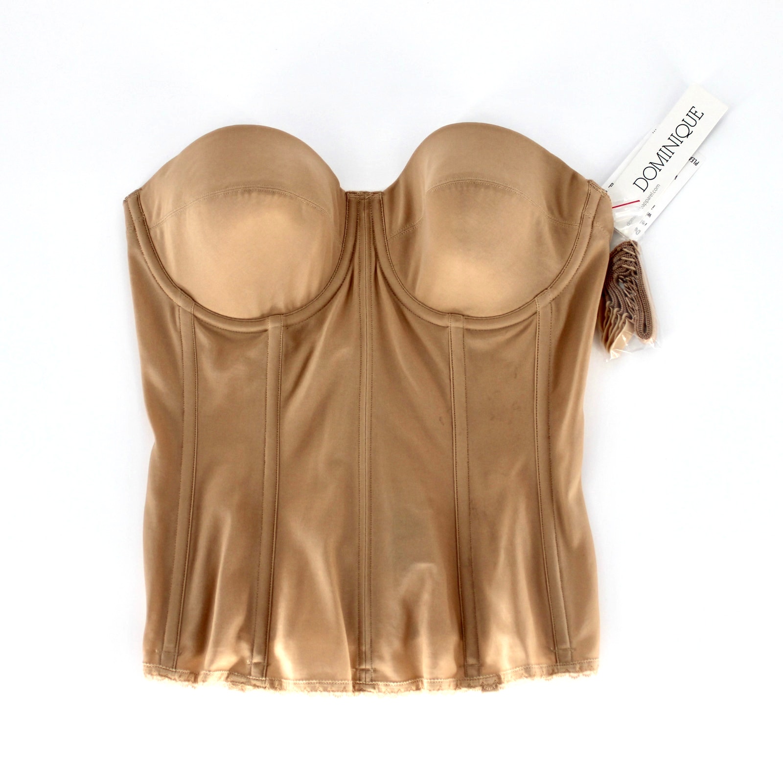 Dominique Vivienne Strapless Garter Bustier Womens Size 34D in Mocha NEW