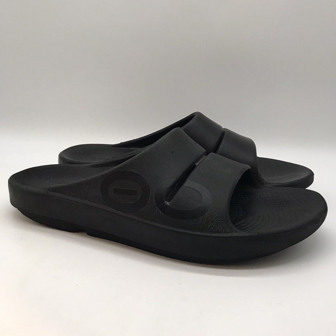 OOFOS OOahh Slides Unisex Men's 11 Women's 13 Black Recovery Comfort Sandals