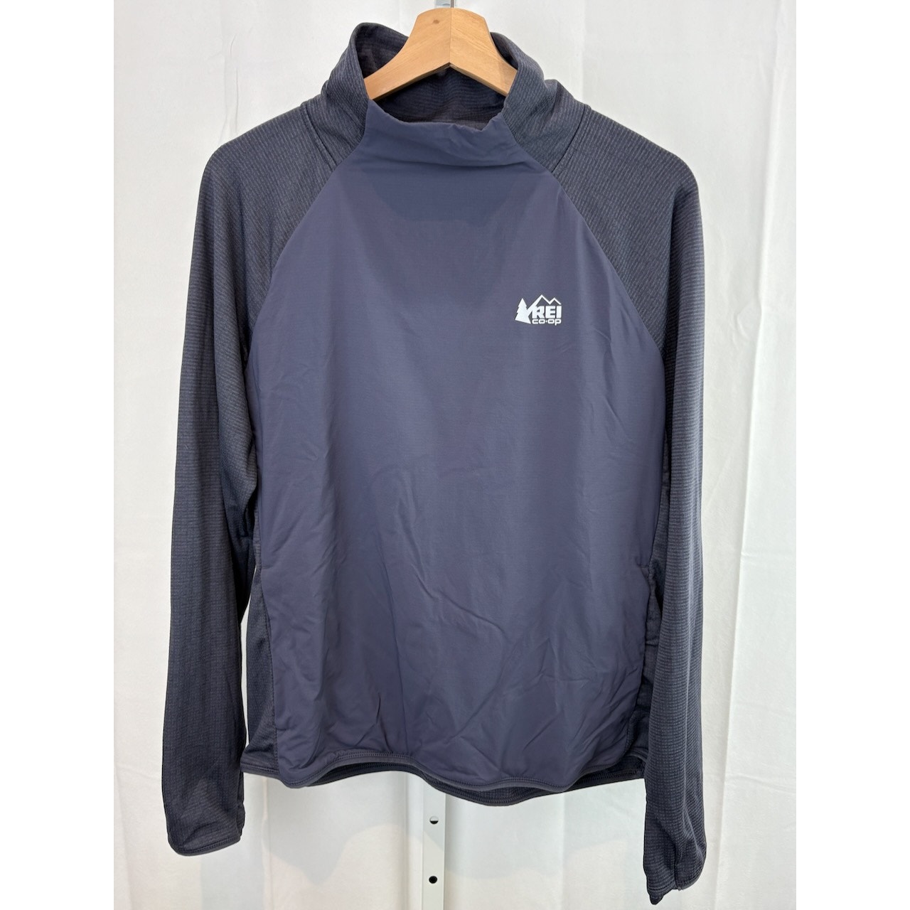 REI Active Pursuits Insulated Pullover Top Long Sleeve Pockets Gray Blue Size L