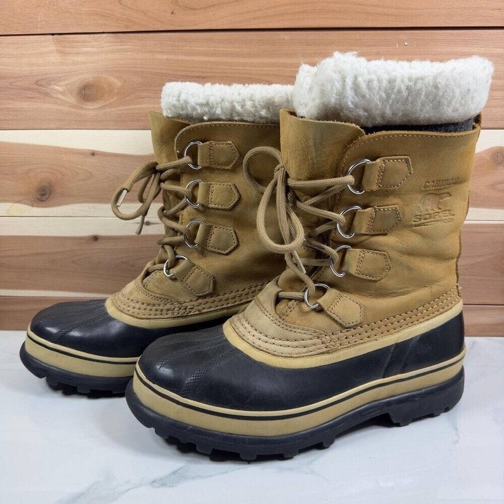 Sorel Caribou Men's Waterproof Winter Boots Insulated Lace Up Tan Size 8