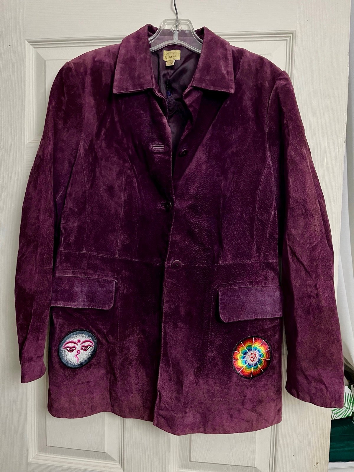 Purple Grateful Dead Genuine Leather Coat Trenchcoat Peacoat women’s SIZE M