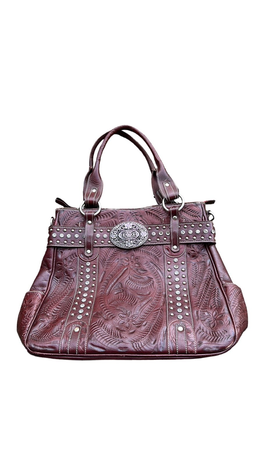 American West Tooled Leather Tote New Crossbody