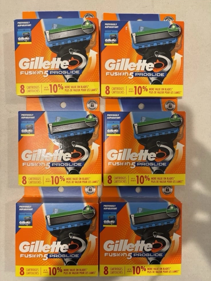 Gillette Fusion 5 Proglide Refill Cartridges 8 Count - LOT OF 6 - 48 Total Carts