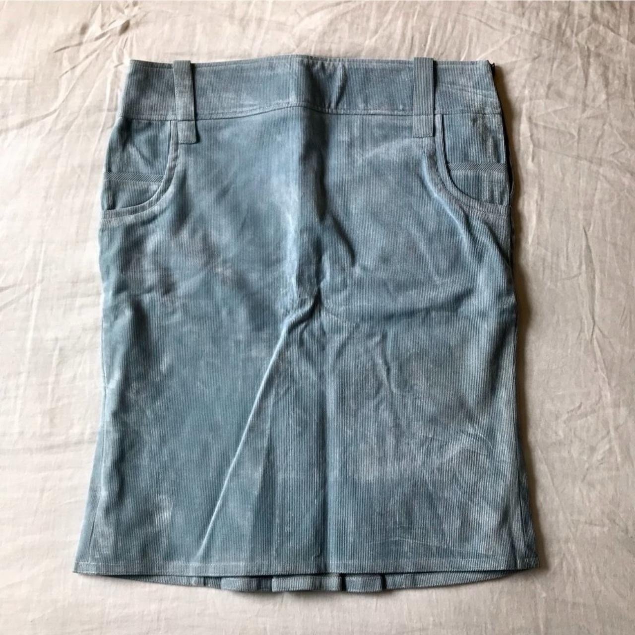 GF Ferré Baby Blue Corduroy Skirt