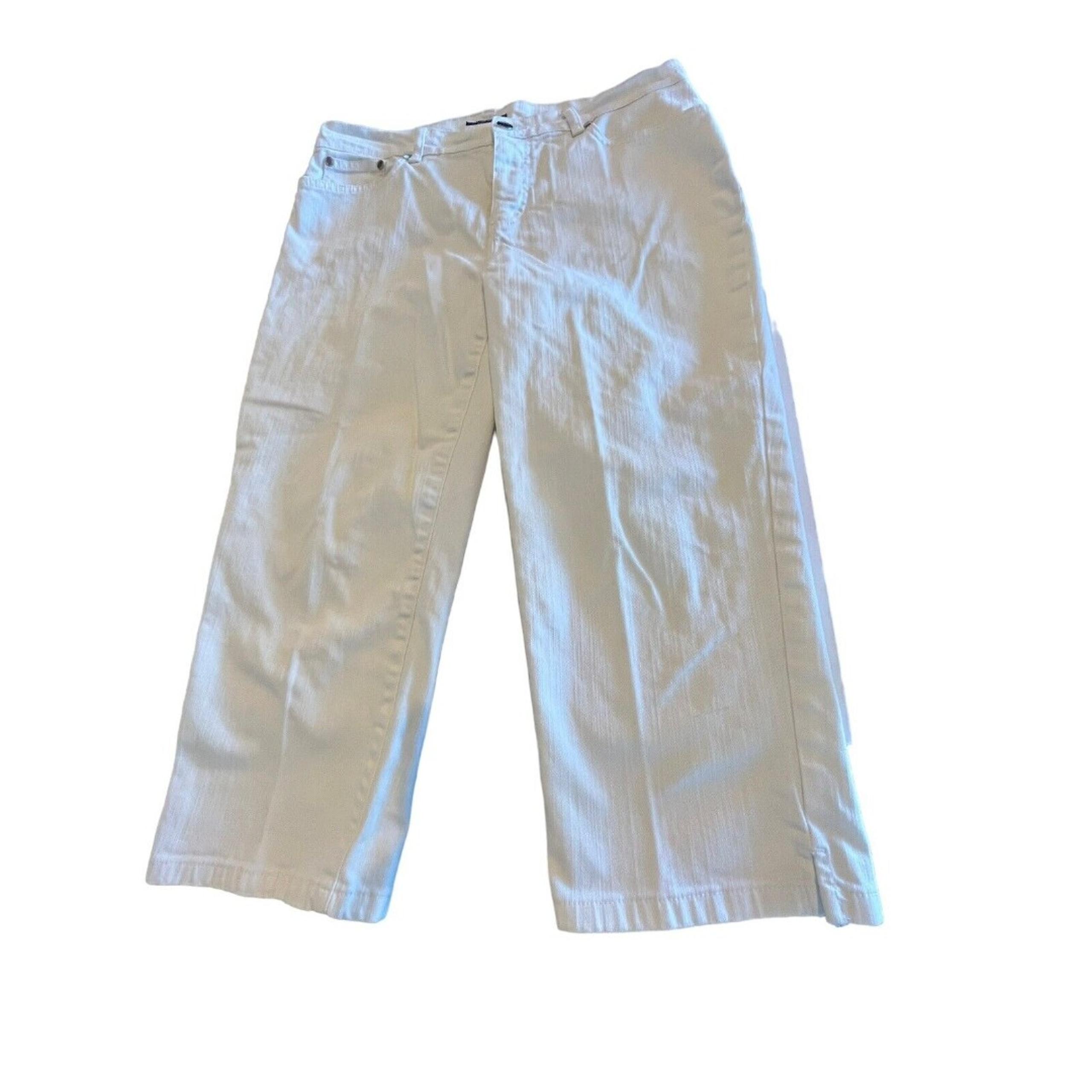 Chaps Womens Size 8 White Denim Capri Mid Calf Length Crop Mid Rise