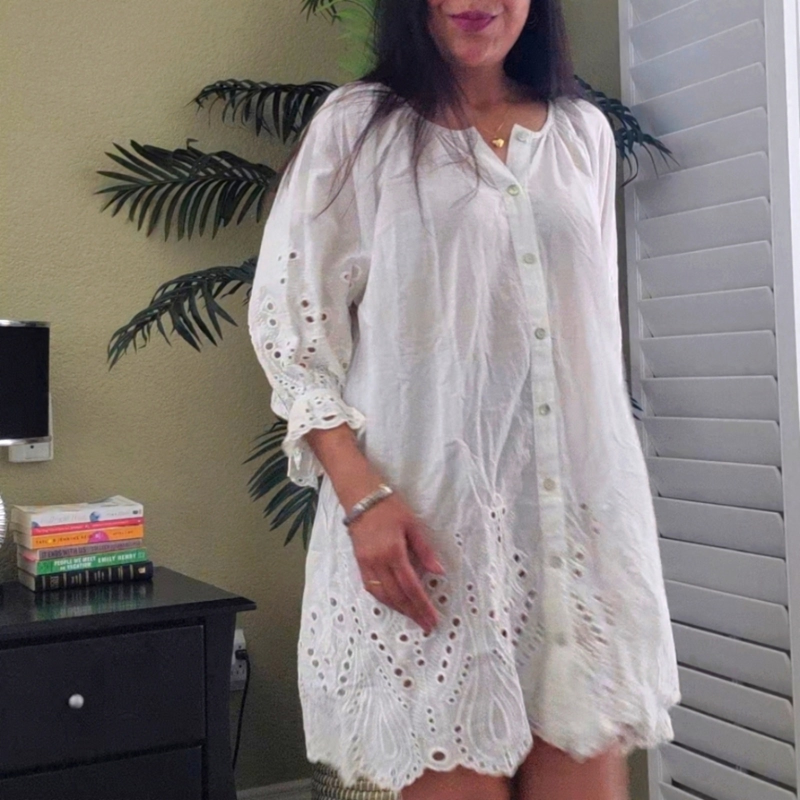 Natalie Martin White Mini Embroidered Dress S NWT