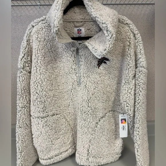 NFL Women's Size Large Atlanta Falcons Sherpa Quarter-Zip Pullover Jacket Nwt