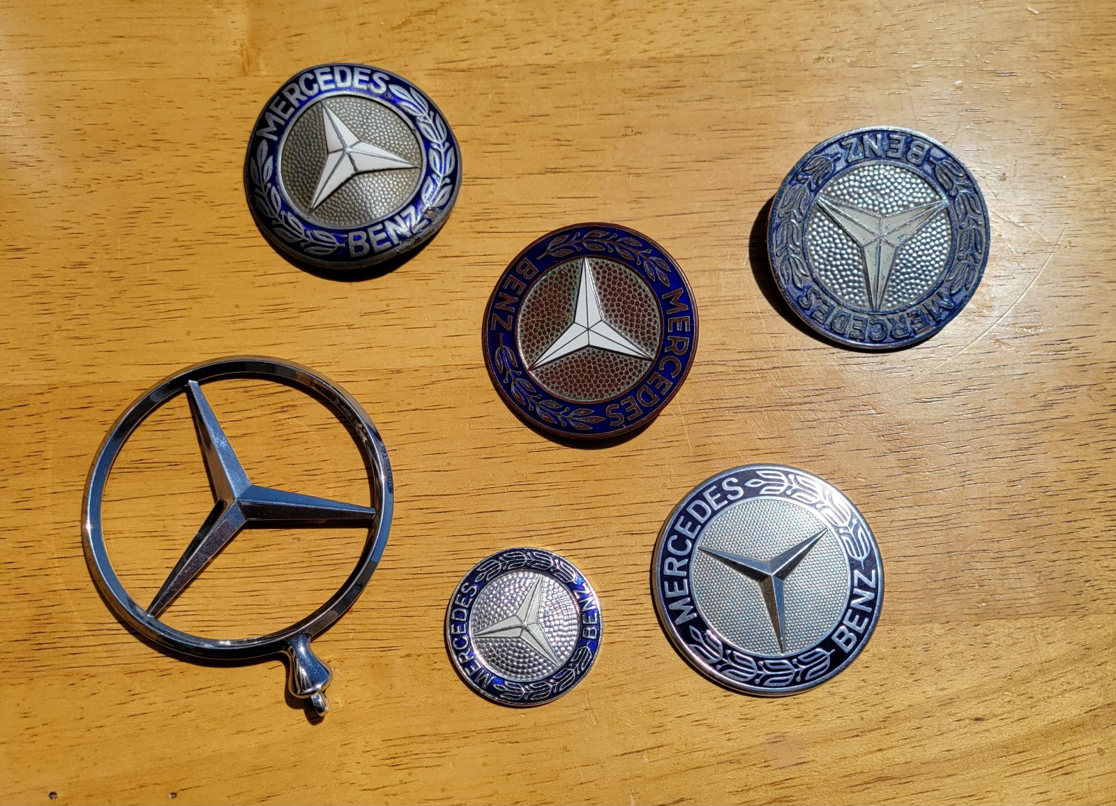 Vintage Original Mercedes Benz Emblems Badges Preowned Lot Qty: 6