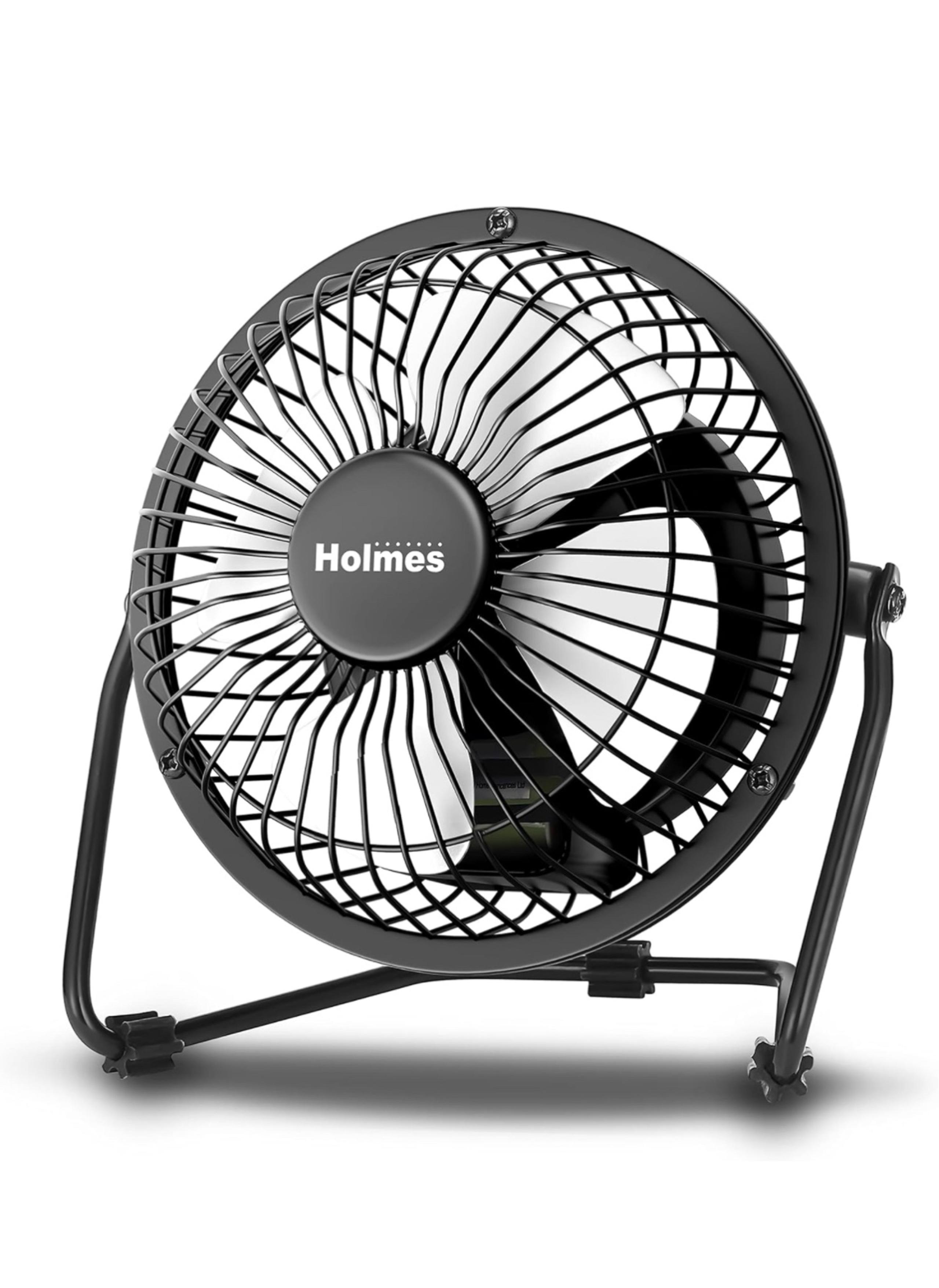 HOLMES 4" Mini High-Velocity Personal Desk Fan, 4 Blades, Adjustable 360° Head T