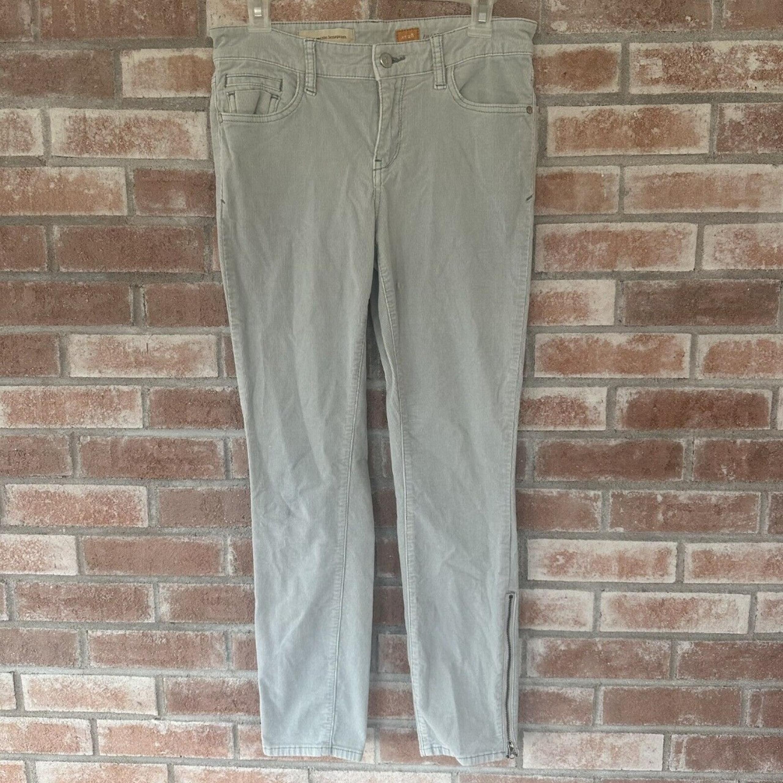 Pilcro by Anthropologie Corduroy Stet Zipper Ankle Pants Gray Size 28