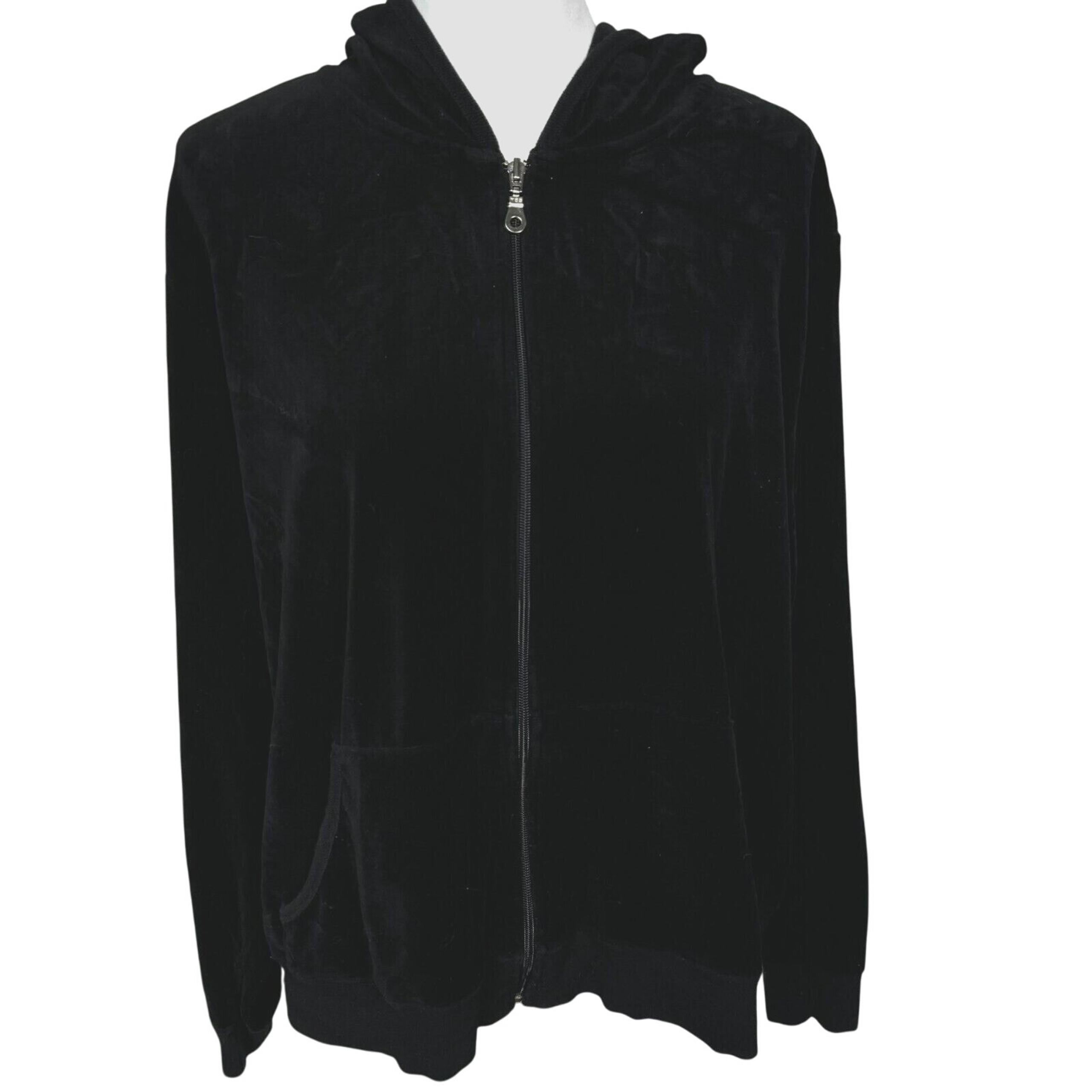 LANE BRYANT VENEZIA Women's XXL Black Velvet Full Zip Cable Knit Sweater Hoodie