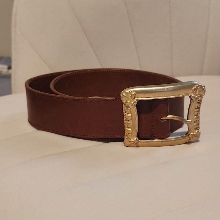 Vintage Express Gold Buckle and Tip Leather Belt Medium Western