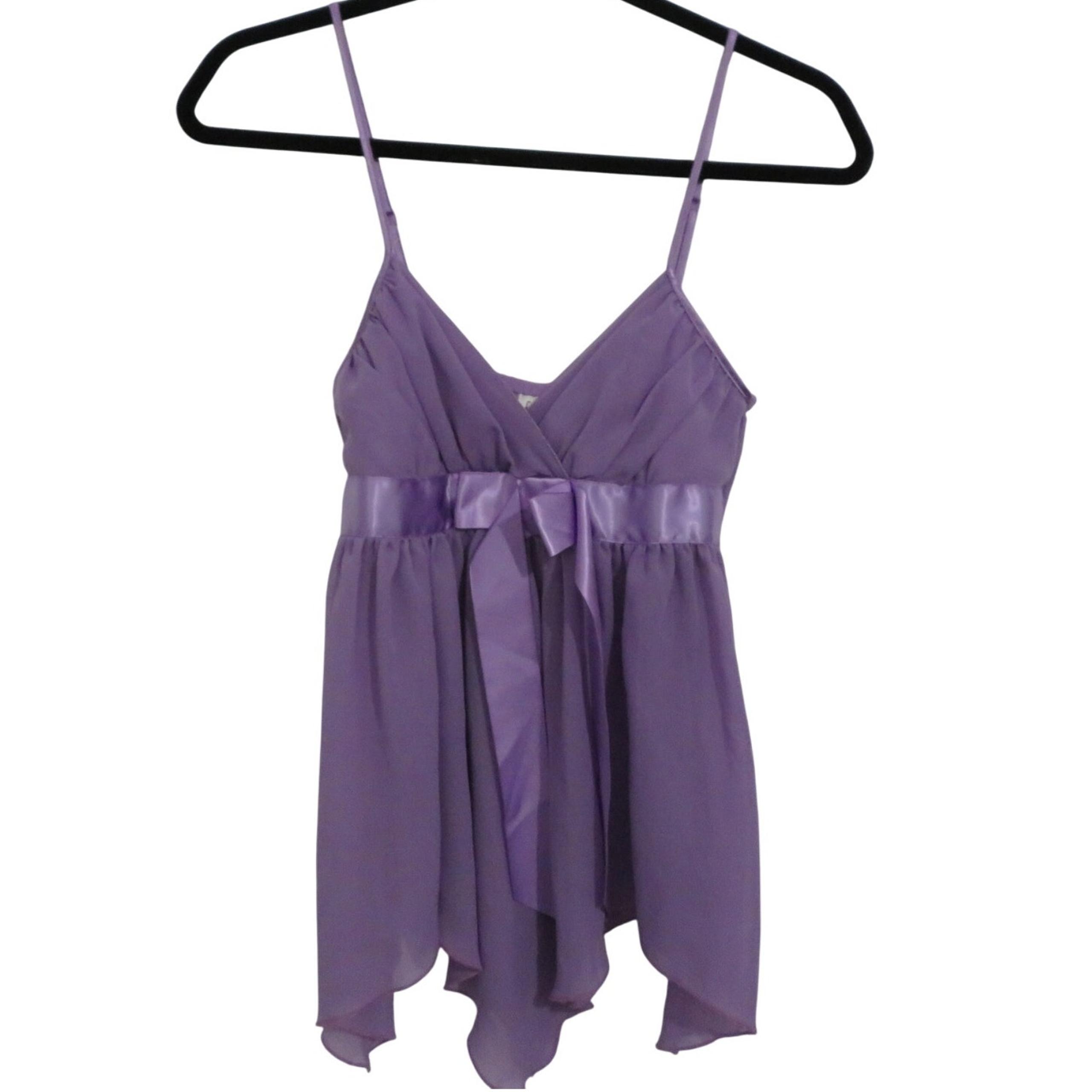 Frederick's of Hollywood Womens Sz XS Purple Asymmetrical Y2K Coquette Fairy Top
