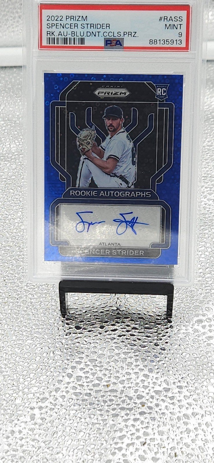 2022 PANINI PRIZM SPENCER STRIDER RK.AU-BLU.CCLS.PRZ PSA 9 12/50 ssp
