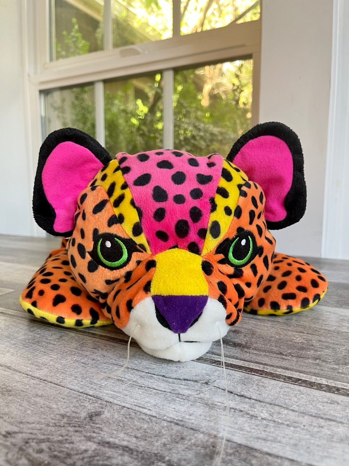 Vintage Lisa Frank Hunter Jumbo Beanie Plush Rainbow Cheetah 90s
