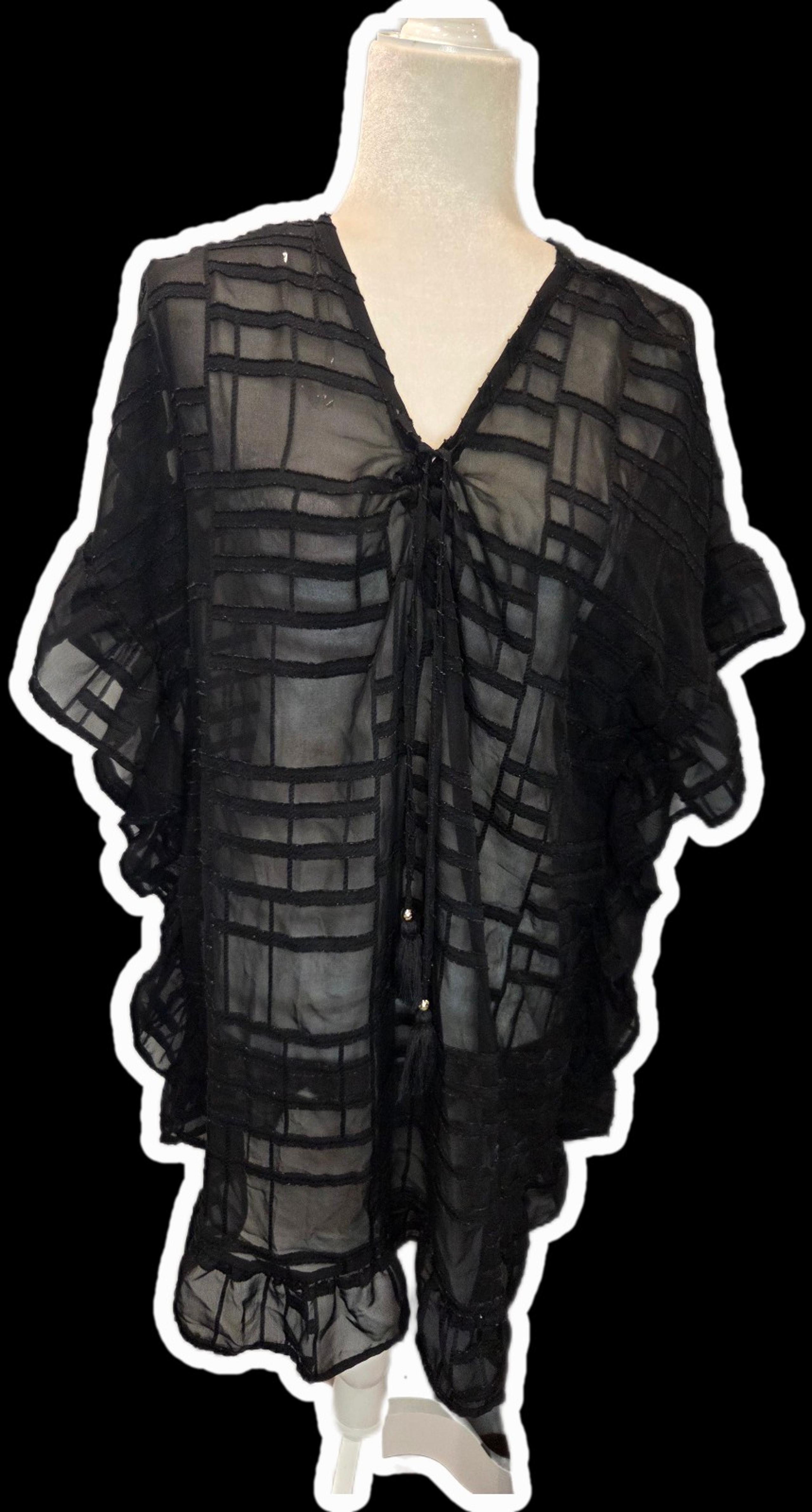 Black sheer swimsuit cover, size S/M