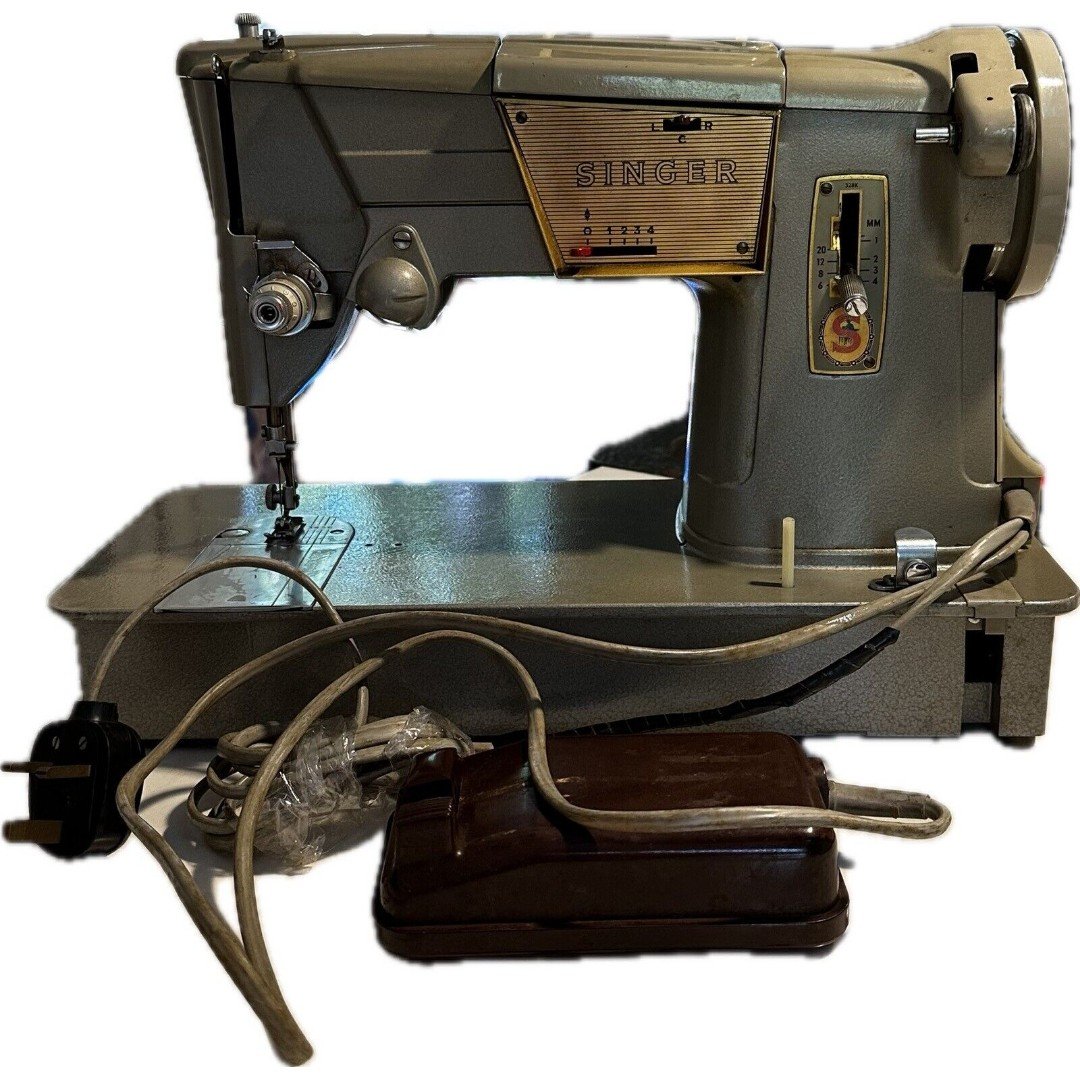 1964 Singer 328K Sewing Machine Style-O-Matic Foot Pedal Case Vintage 1960 Works