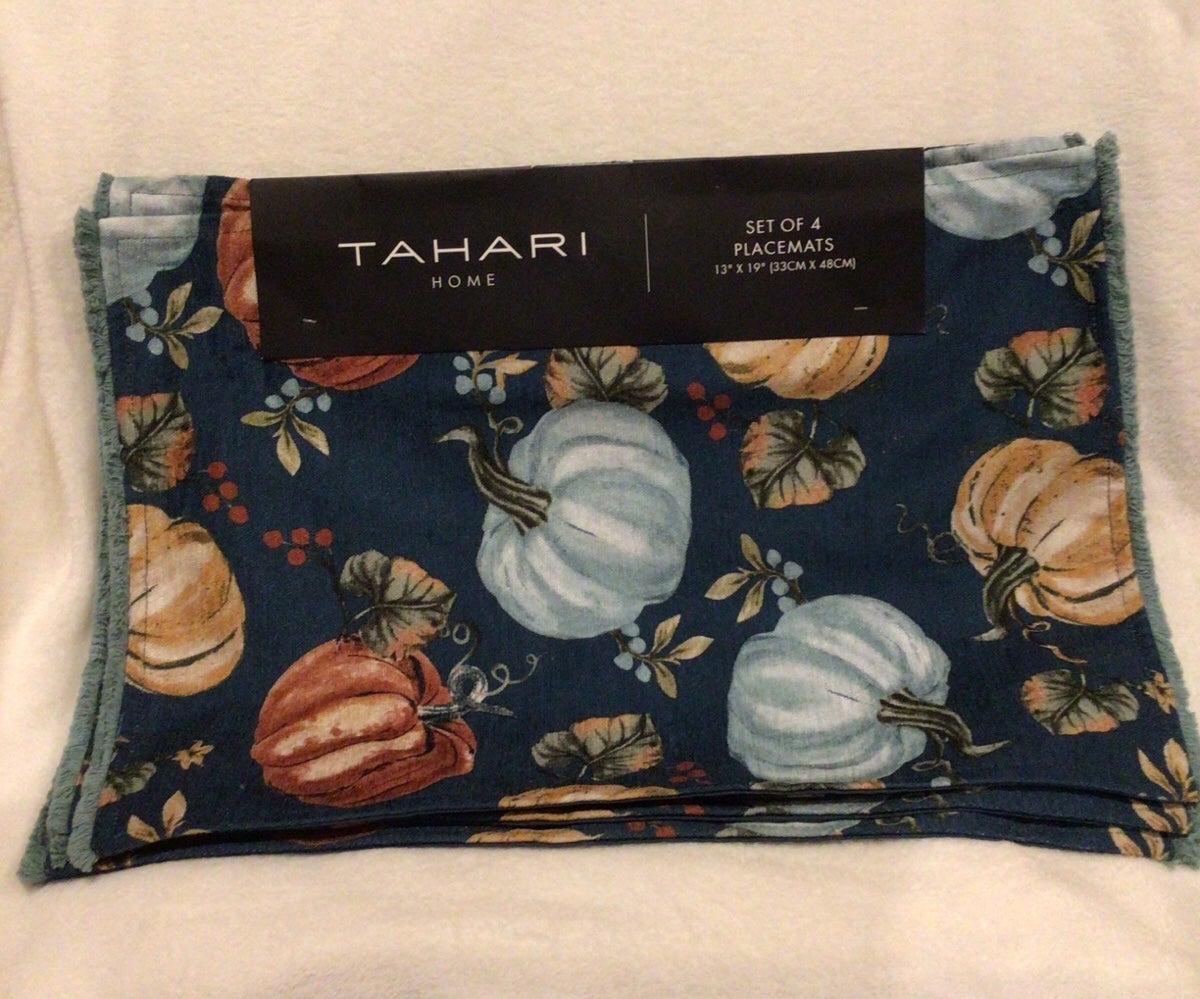 TAHARI HOME Fall Pumpkins Placemats Set of 4
