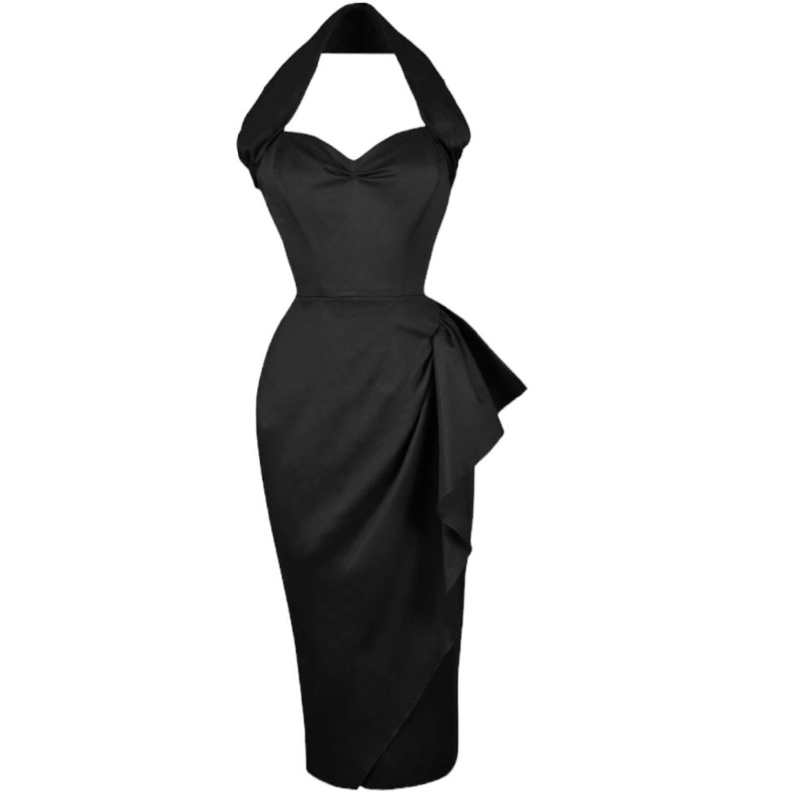 NWT Vivien Holloway Sarong Black Dress UK 10 US 6 Halter Wiggle Pinup Retro 40’s