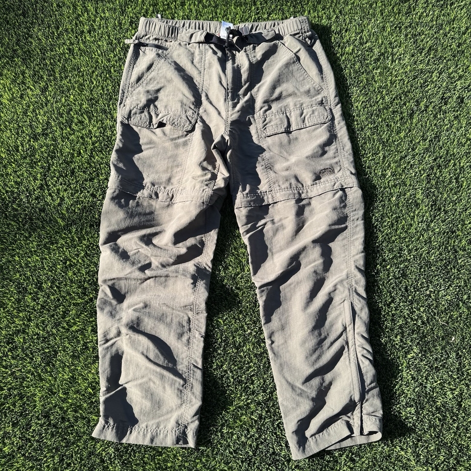 North Face Mens Pants Size Large Green Convertible Cargo Hiking Nylon Ripstop