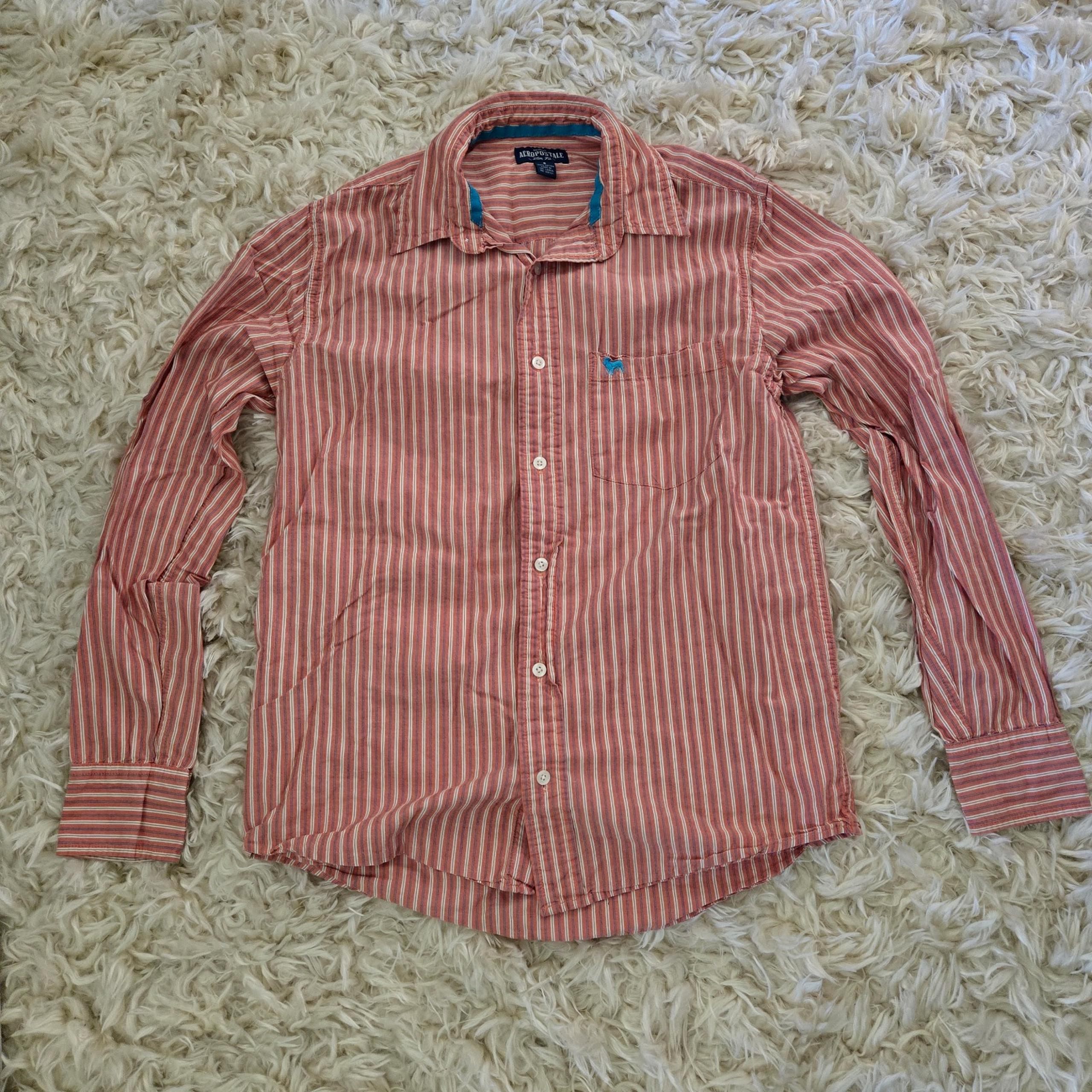Aeropostale Mens Slim Fit Striped Button Up Shirt Size Small