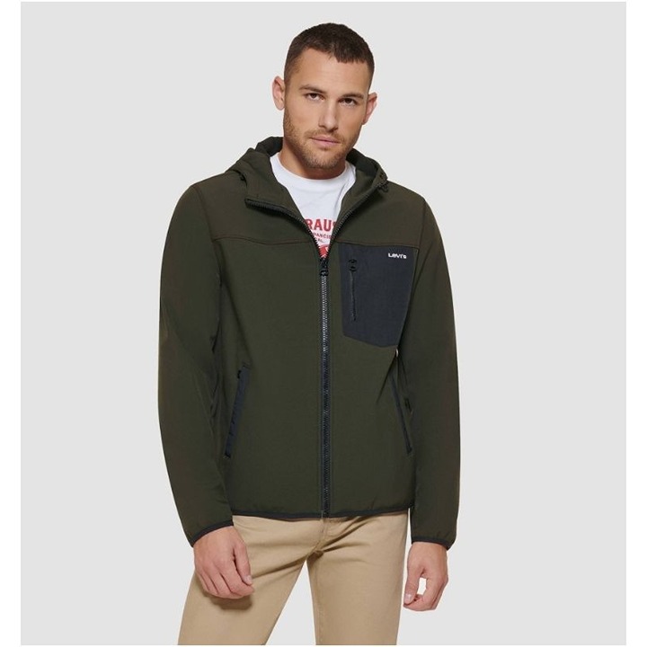 Levi's Men's Hooded SoftShell Jacket Olive Green L