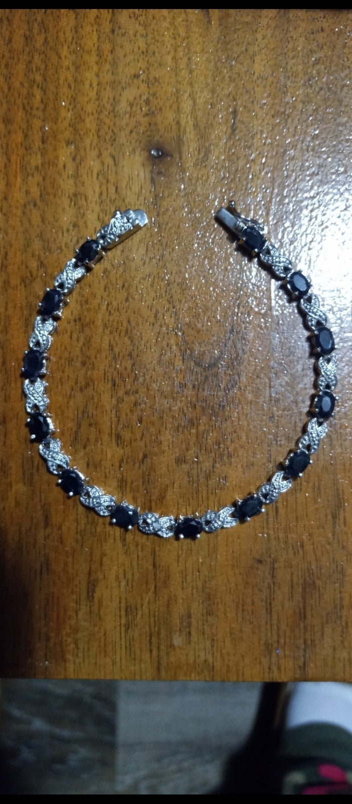 New 4.2 CTW .925 sterling silver sapphire bracelet real