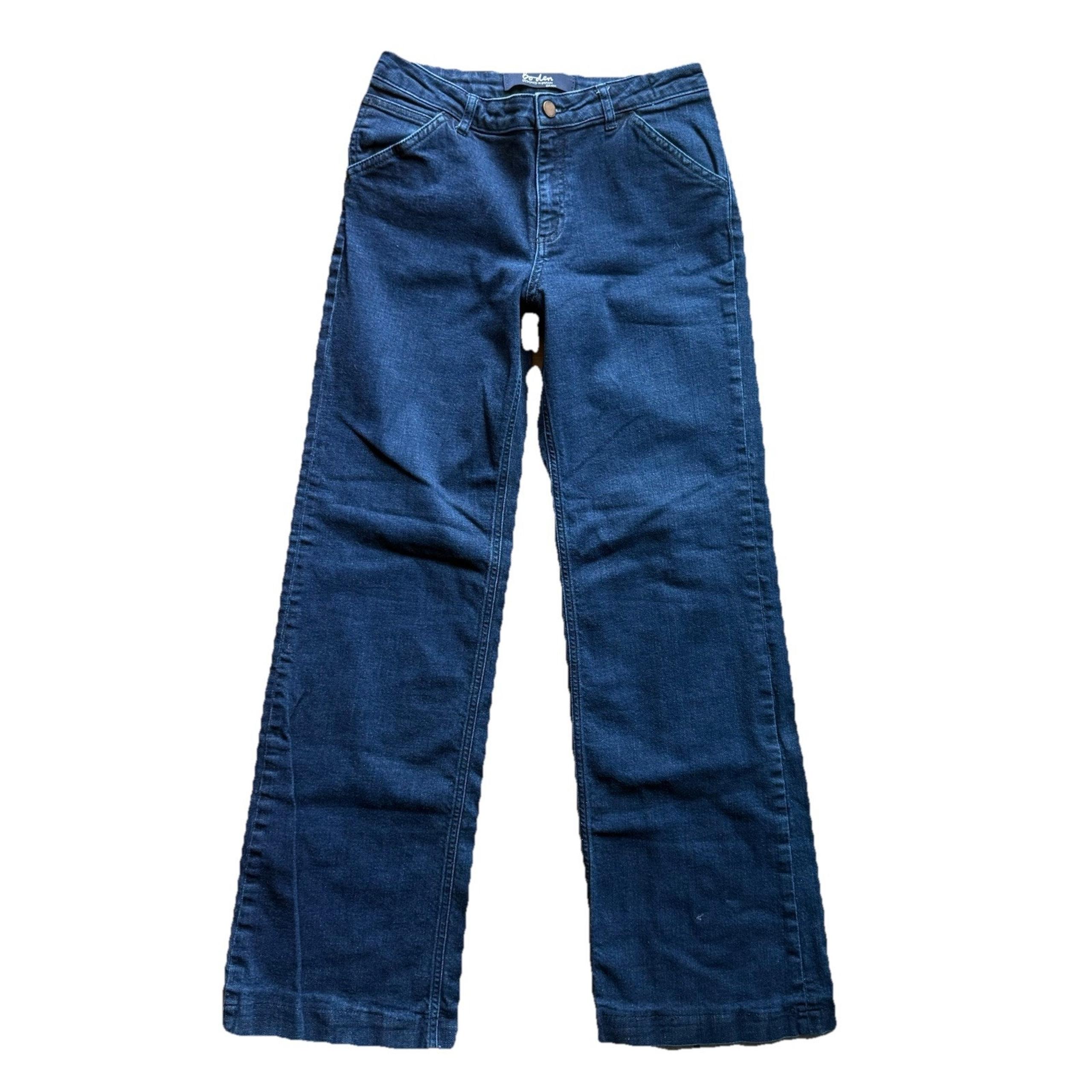 The Windsor Wide Leg Jean Dark Denim Stretch Boho Bohemian Retro US Sz 8L - Boden