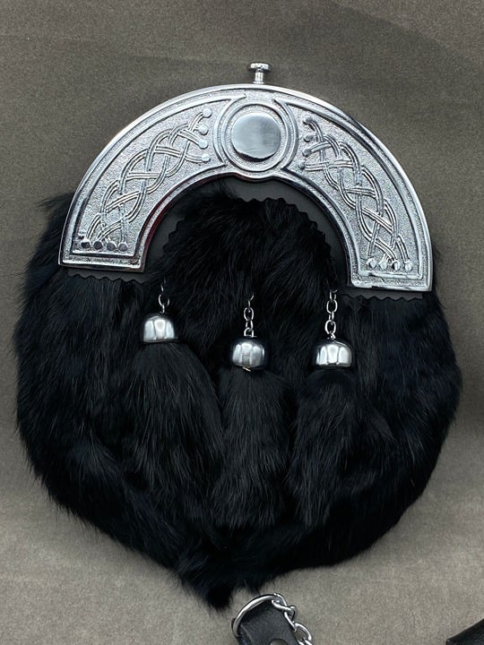 Chrome Head Triple Thistle Black Rabbit Fur Sporran