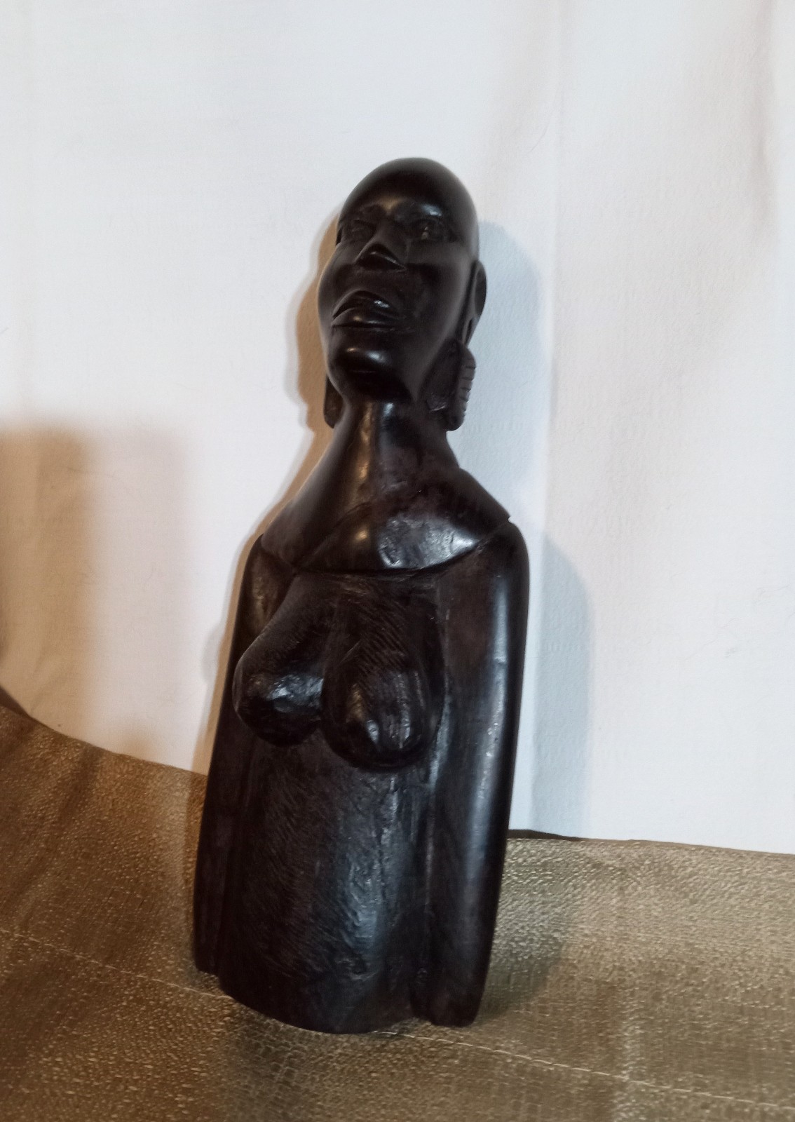 Genuine vintage hand carved wood African bust totem sculpture