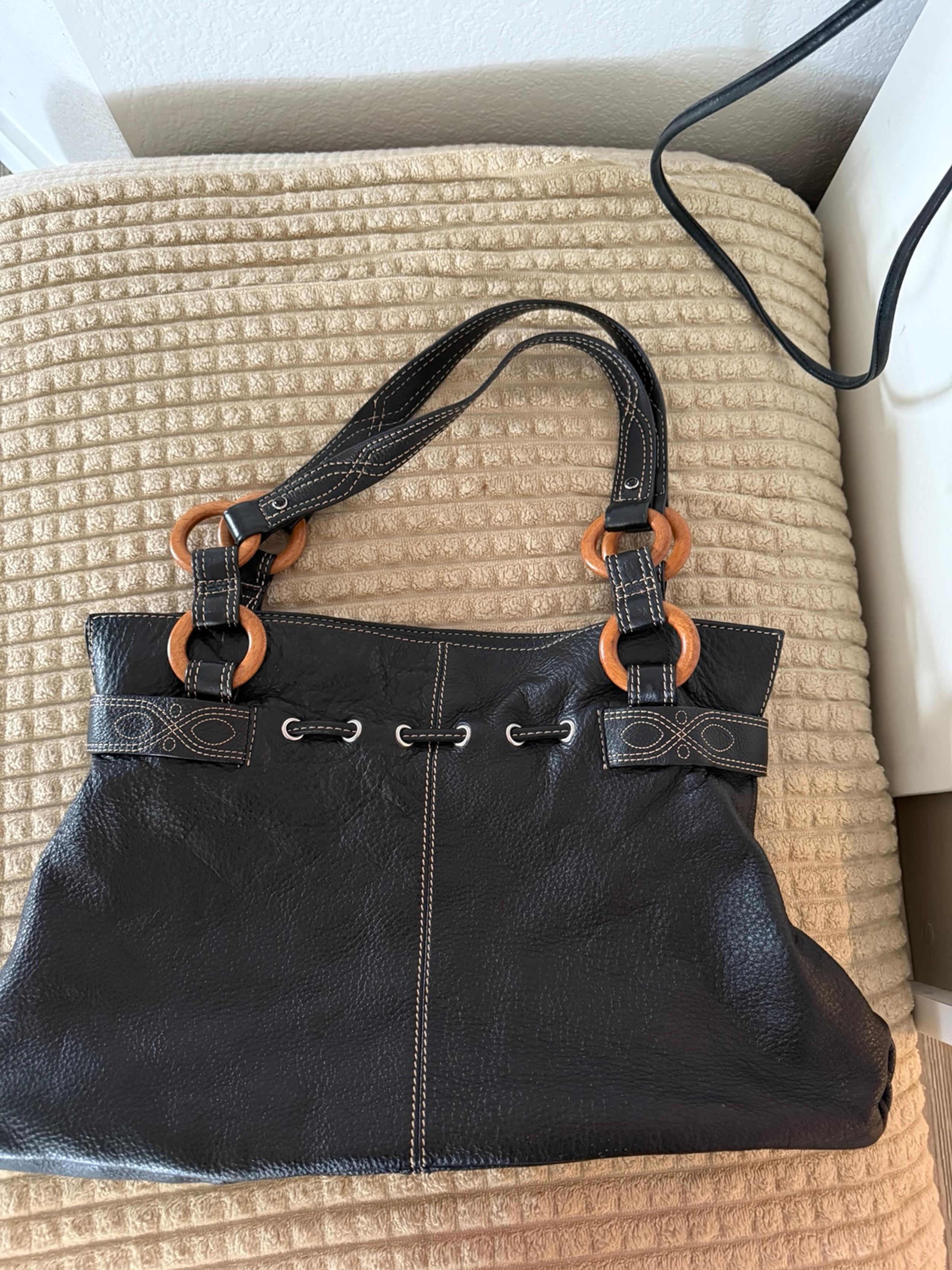 The Sak Black Leather Purse Crossbody Satchel Hippie Bag Vintage 90s