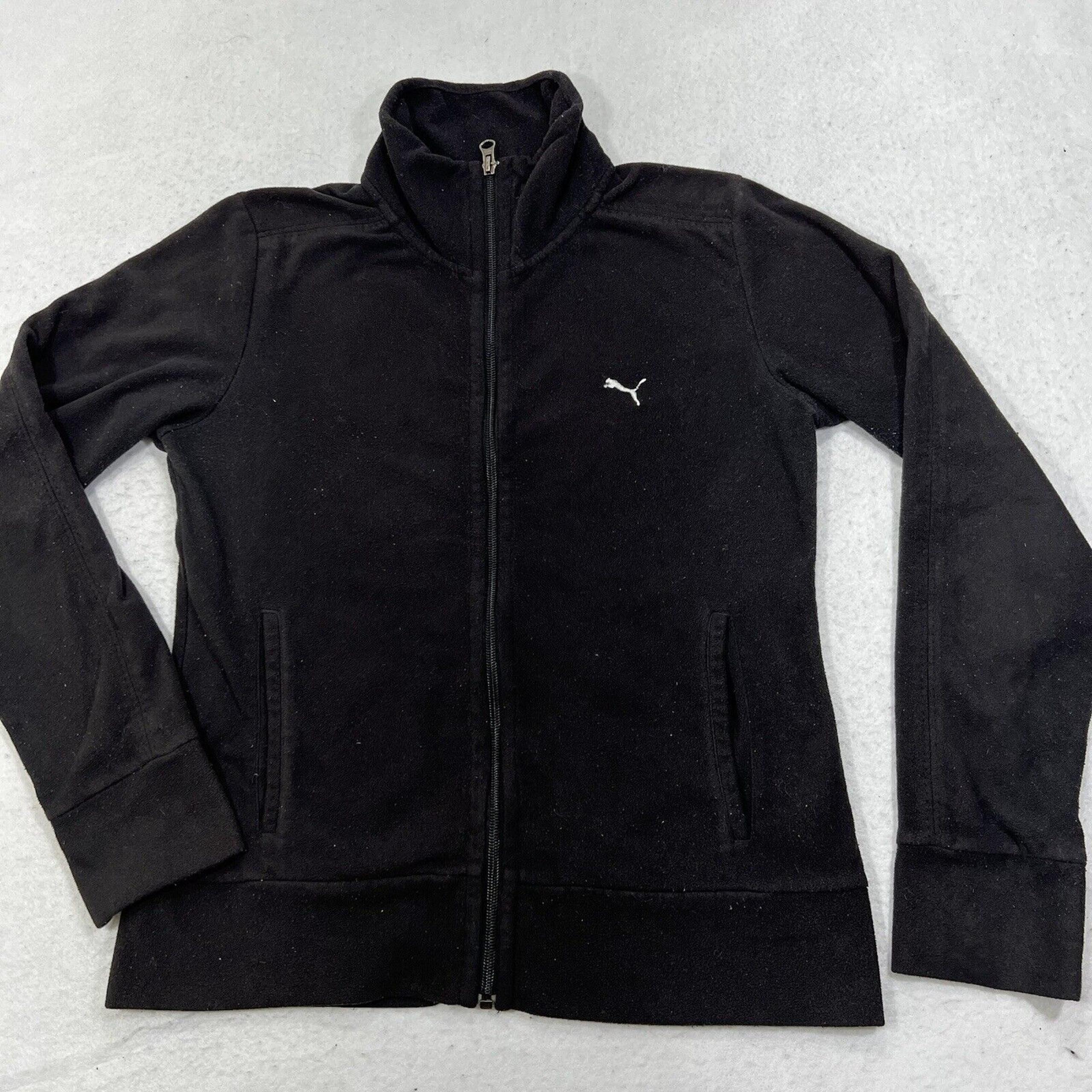 PUMA Women's Small Fleece Full Zip Athletic Black Sweatshirt With Pockets