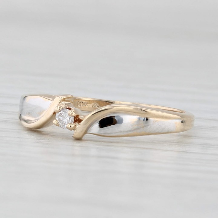Diamond Solitaire Bypass Ring 10k Yellow Gold Size 7 Promise