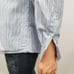 Bugatchi Uomo Dress Shirt Long Sleeve Blue Striped Contrast Cuff Men 15.5 34/35