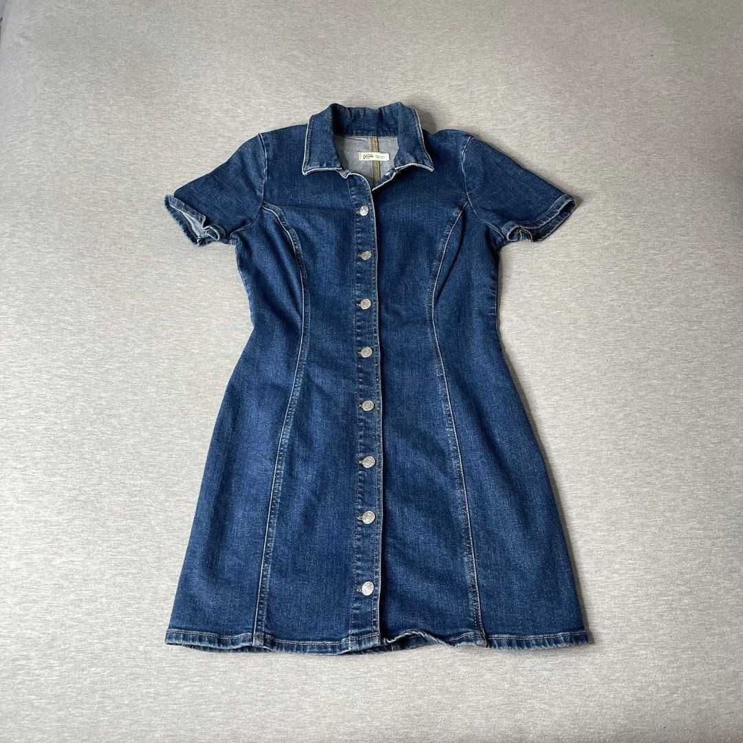 ZARA Women’s Authentic Denim By TRF Mini Button Down Dress