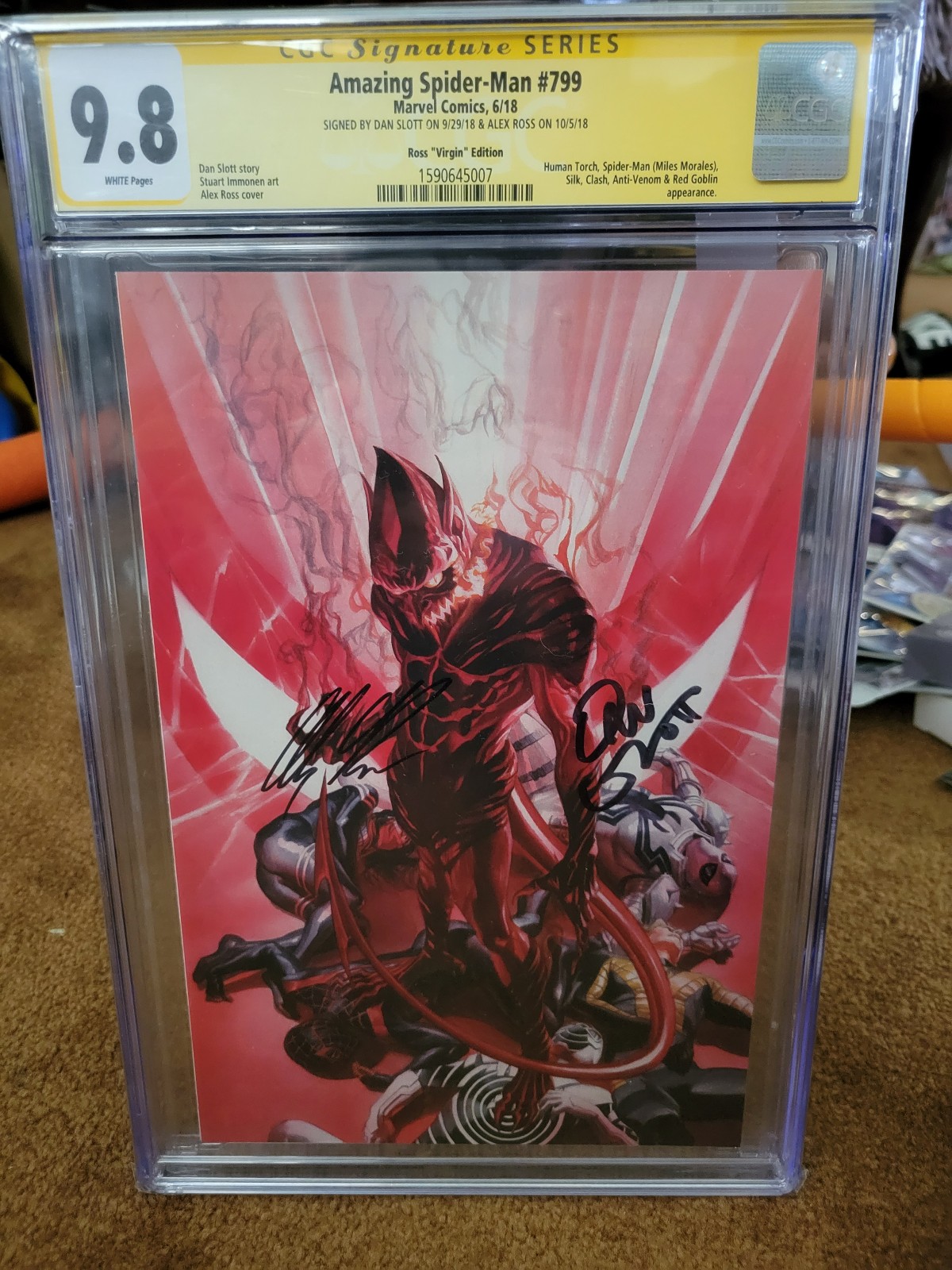 Spider-Man #799 CGC 9.8 2X SS Alex Ross & Dan Slott 1:100 Virgin Cover