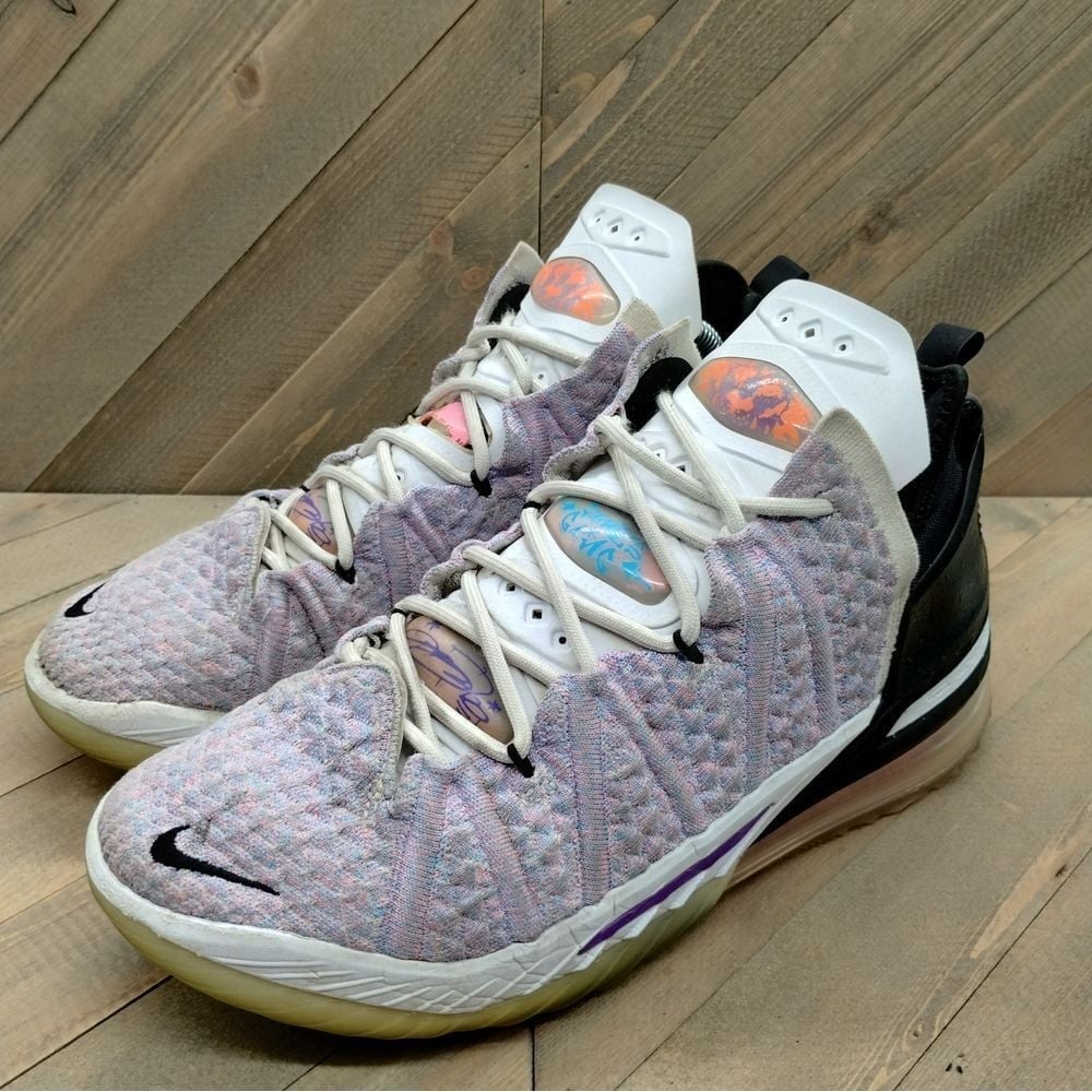 Nike LeBron 18 MultiColor Basketball Shoe White Black Purple Performance Sneaker