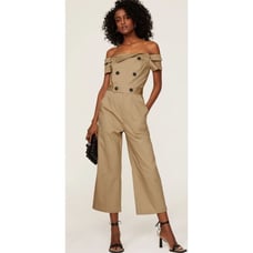 Marissa Webb Khaki Off the Shoulder Jumpsuit Rent the runway preloved 4