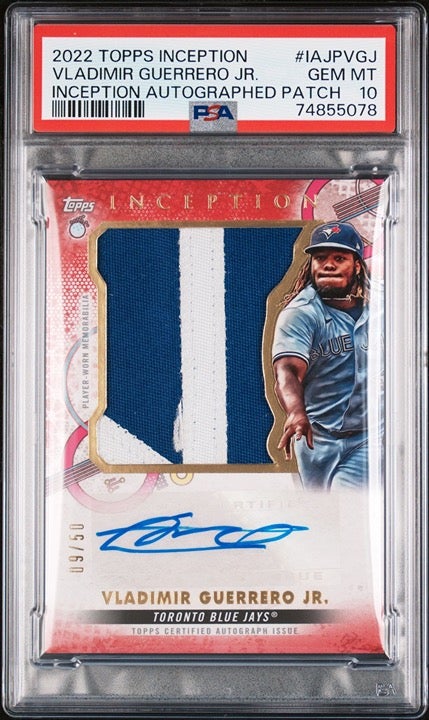 2022 Topps Inception Vladimir Guerrero Jr. Inception Autographed Patch GEM MT 10