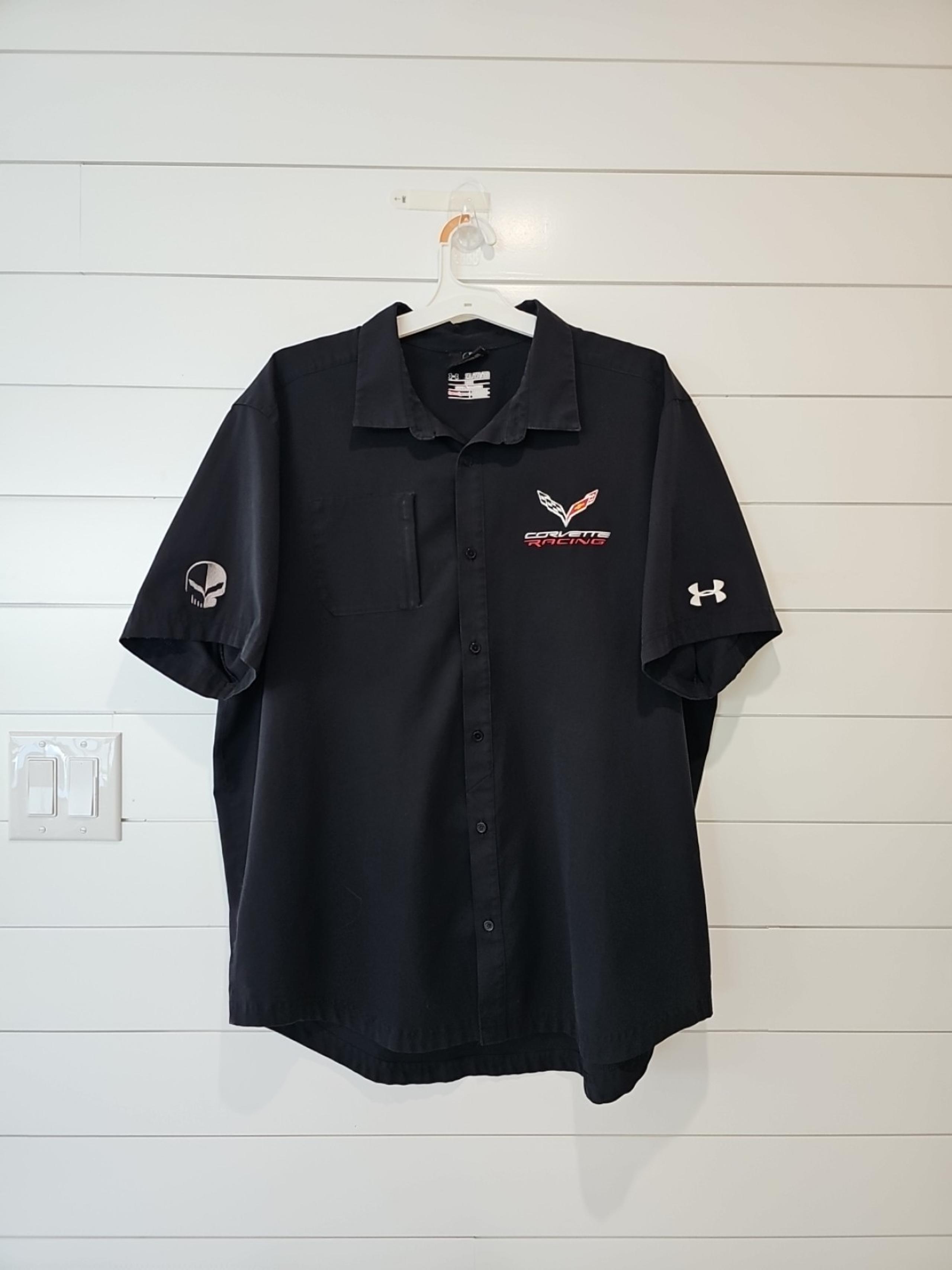 Corvette Racing Men's Black Under Armour LeMans Button Front Crew Shirt Size XXL