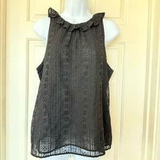 Ann Taylor Black Eyelet Halter Top