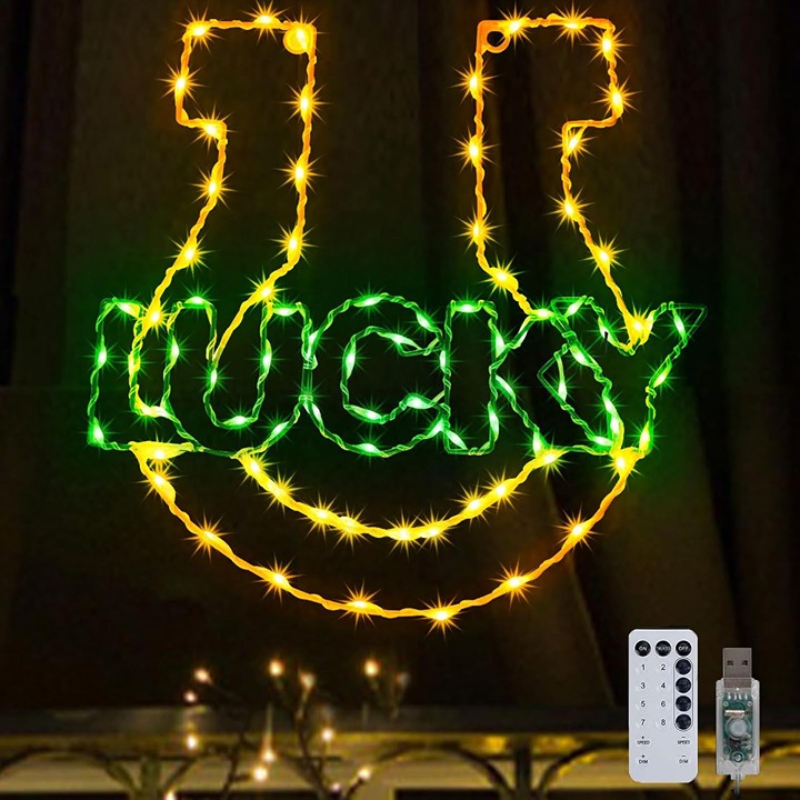 12.8 St Patricks Day Decor Light, St Patricks Day Window Silhouette Lights