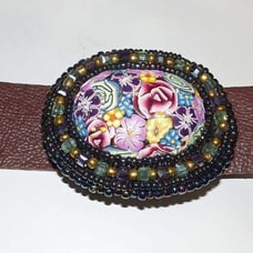 FLOWERED BELT BUCKLE