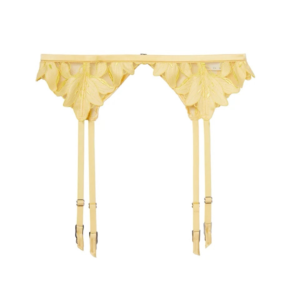 Fleur du Mal | Lily Embroidered Garter Belt | Daffodil | Size: 2 / S