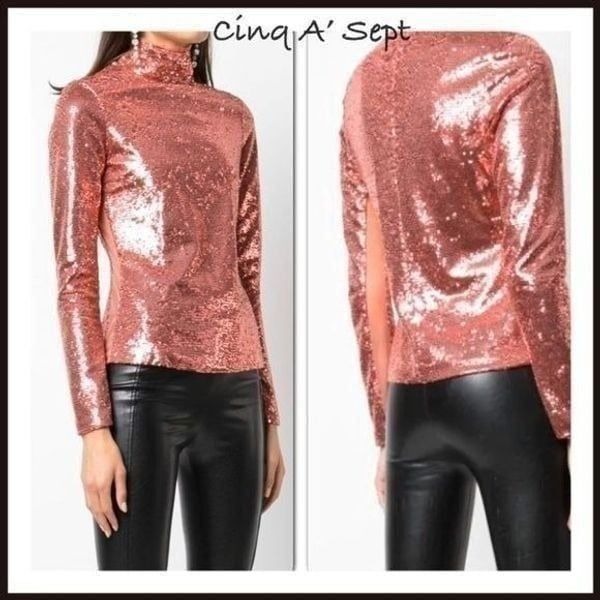 NEW Cinq A’ Cept Joan pink sequins top S