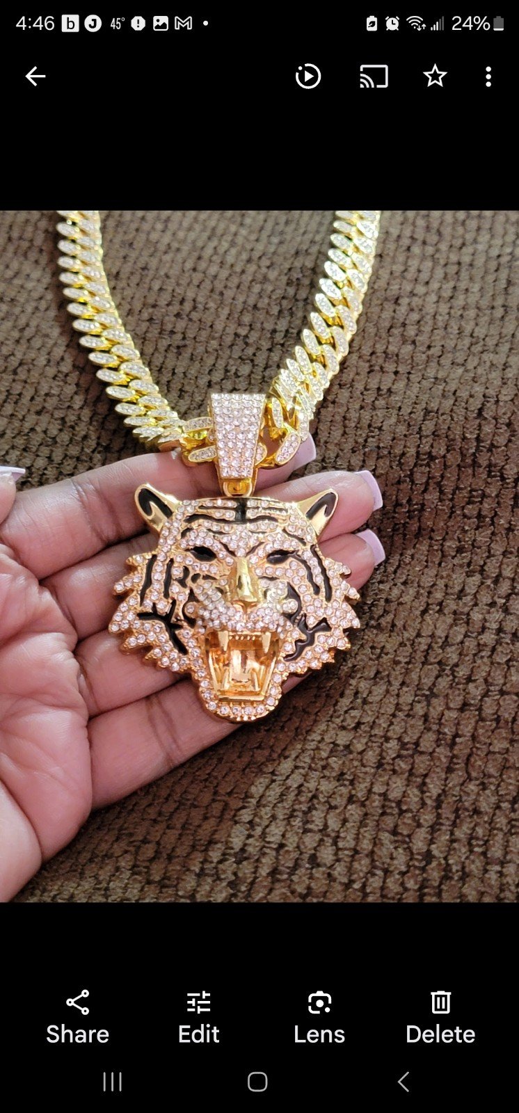 ASIAN TIGER BLING Gold ICED OUT HIP HOP NECKLACE