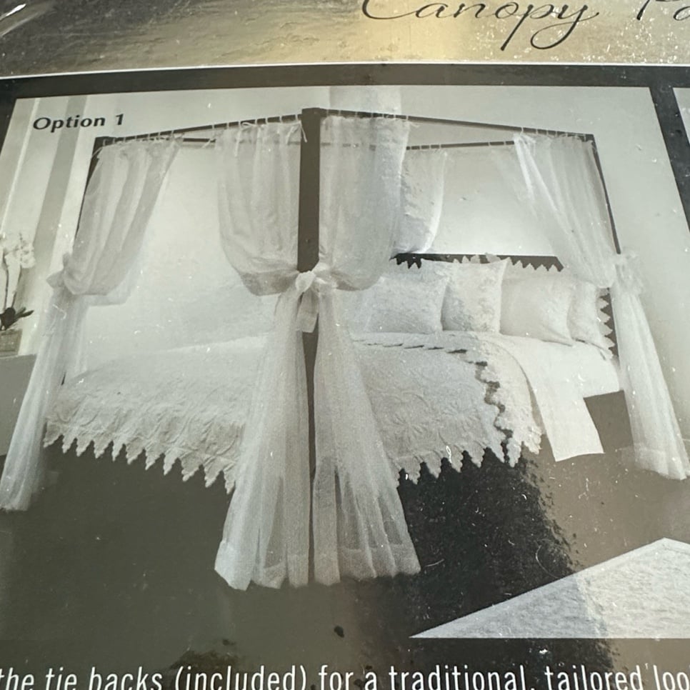 Royale Home Sheer White Canopy 8 Panel Set