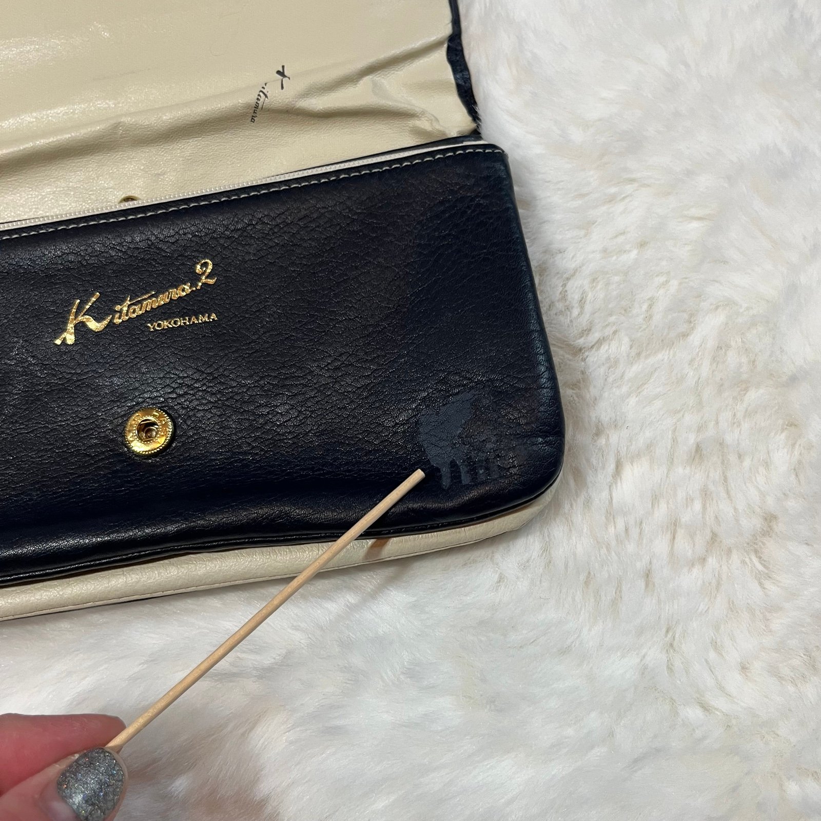 KITAMURA. 2 YOKAHAMA MOTOMACHI Leather ID Wallet JAPAN Navy