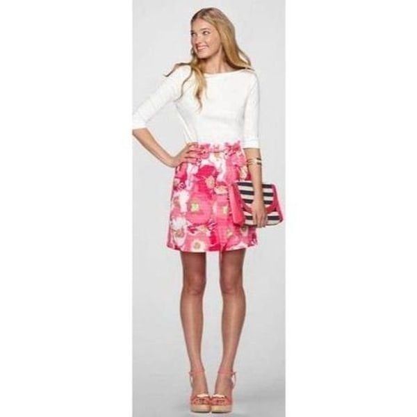 Lilly Pulitzer Hotty Pink Cherry Begonias Avery Belted Mini Skirt Small